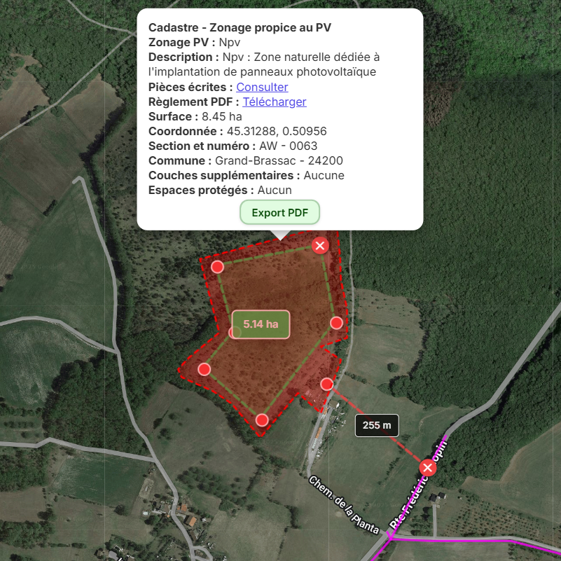 Capture d’écran - outil de la carte