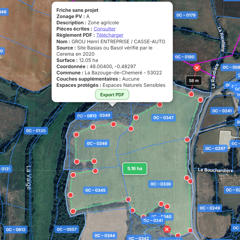 Capture d’écran - outil de la carte
