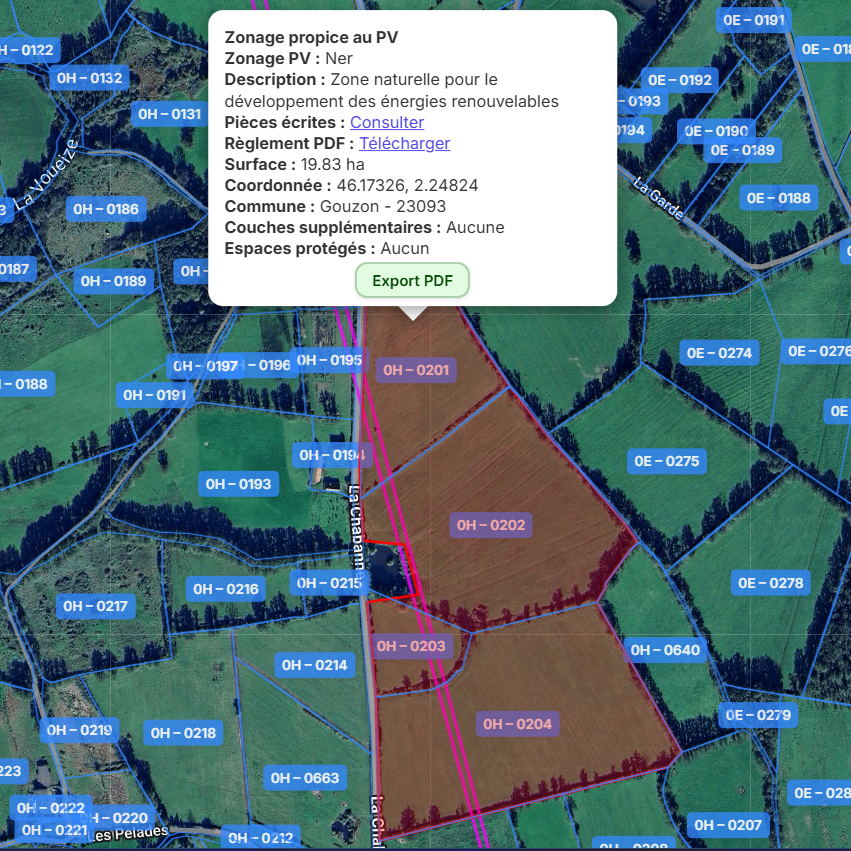 Capture d’écran - outil de la carte